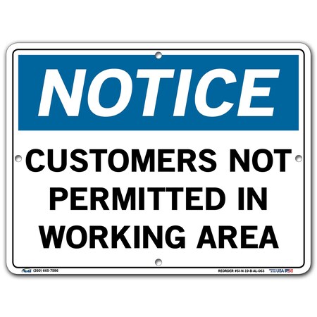 Vestil Aluminum Sign, 9-1/2" Height, 12-1/2" Width, Aluminum, Rectangle, English SI-N-19-B-AL-063